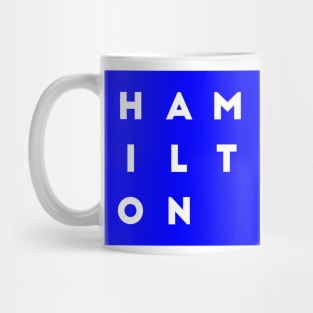 Hamilton | Blue square, white letters | Canada Mug
